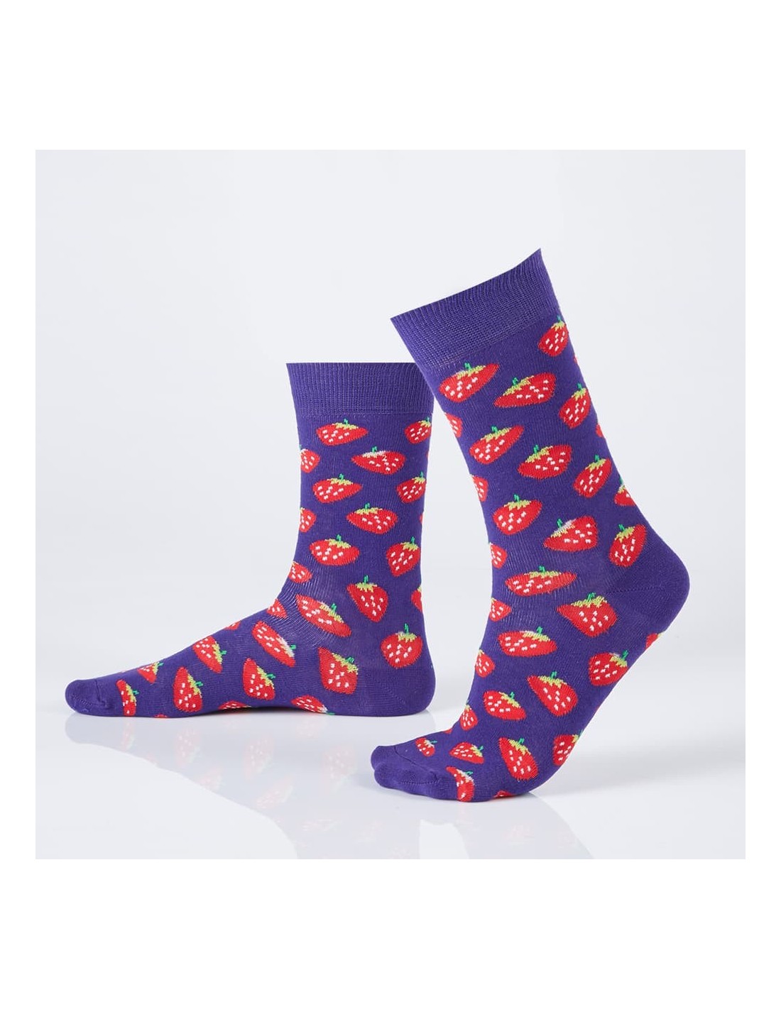 Purple women\'s socks with strawberries SD23 - Online store - Boutique